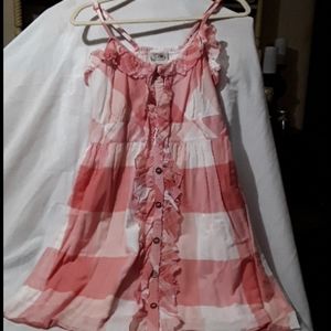 Closet Romantic peach plaid ruffle mini sundress